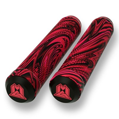 MGP Swirls Grind 180mm Handlebar Grips With Bar Ends - Red/Black