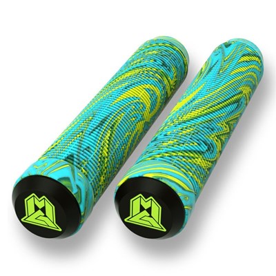 MGP Swirls Grind 180mm Handlebar Grips With Bar Ends - Lime/Teal