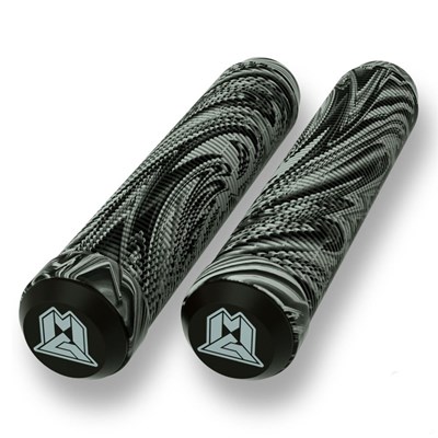 MGP Swirls Grind 180mm Handlebar Grips With Bar Ends - Grey/Black