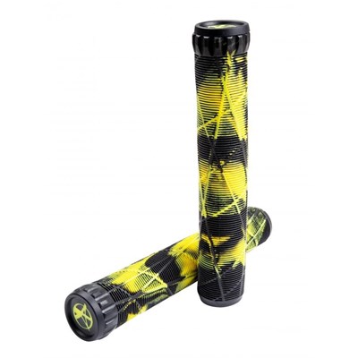 Addict x Eagle Swirls Grind 180mm Handlebar Grips With Bar Ends - Black/Yellow