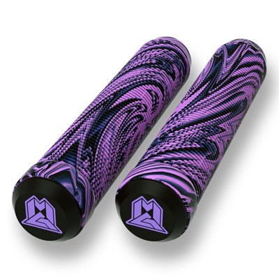 MGP Swirls Grind 180mm Handlebar Grips With Bar Ends - Purple/Black