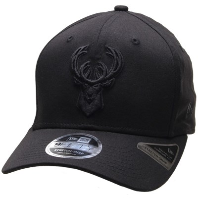 Tonal Black Stretch Snap 9FIFTY Snapback Cap - Milwaukee Bucks