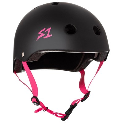 Lifer Helmet - Black Matt with Pink Strap