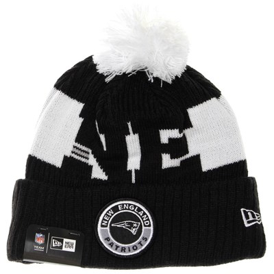 NFL Sideline Bobble Knit 2020 Black Beanie - New England Patriots