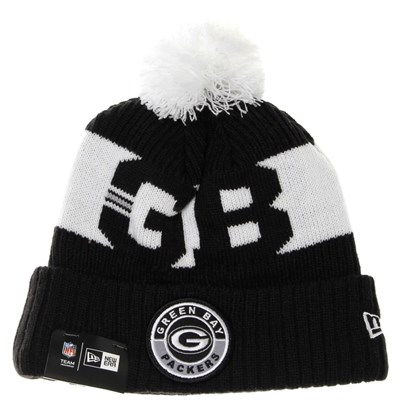 NFL Sideline Bobble Knit 2020 Black Beanie - Green Bay Packers