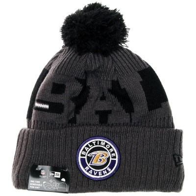 NFL Sideline Bobble Knit 2020 Reverse Beanie - Baltimore Ravens