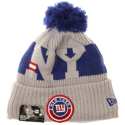 NFL Sideline Bobble Knit 2020 Reverse Beanie - New York Giants