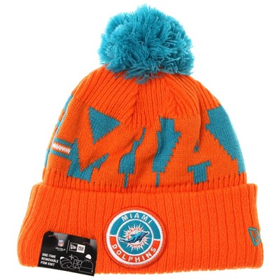 NFL Sideline Bobble Knit 2020 Reverse Beanie - Miami Dolphins