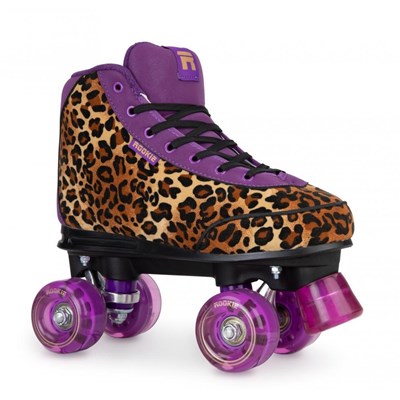 Harmony Leopard Quad Roller Skates - Brown/Purple