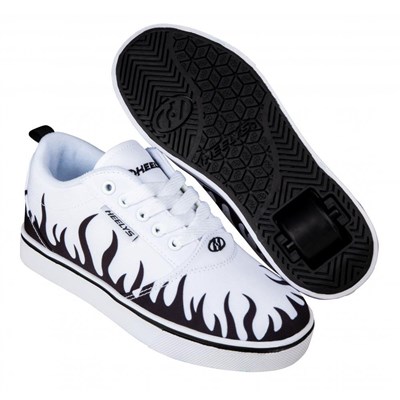 Pro 20 Prints White/Black Flames Kids Heely Shoe Pro 20 Prints White/Black Flames Kids Heely Shoe