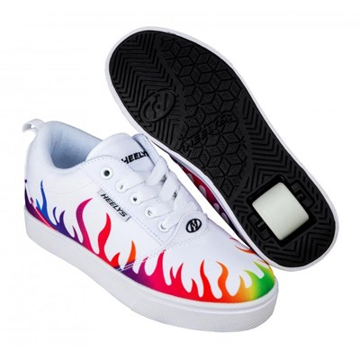 Pro 20 Prints White/Rainbow Flames Kids Heely Shoe Pro 20 Prints White/Rainbow Flames Kids Heely Shoe