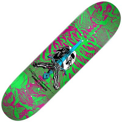 Peralta Skull & Sword #247 8inch Skateboard Deck - Pink/Green