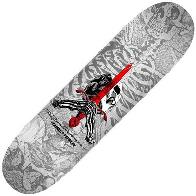 Peralta Skull & Sword #246 9.05inch Skateboard Deck - White/Gray