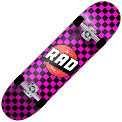 Checkers Dude Crew 7.75inch  Complete Skateboard - Black/Pink