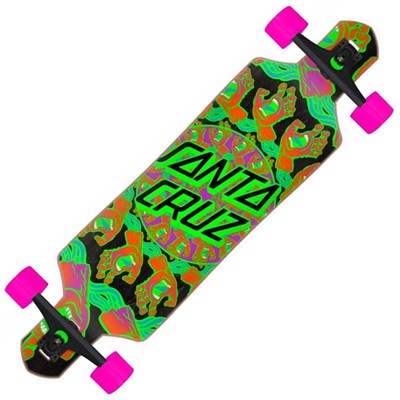 Mandala Hand Drop Through Complete Longboard - Green/Pink