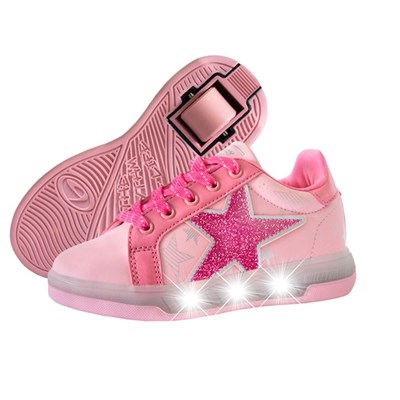 Sparkle Lights - Pink Wheeled Heel Shoe