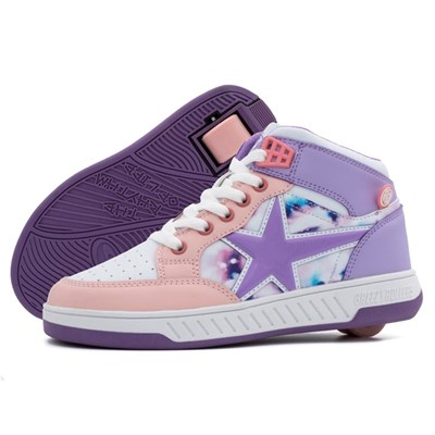 Skater - White/Purple/Pink Wheeled Heel Shoe