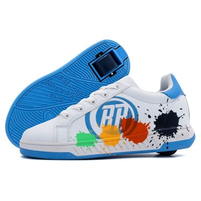 Splash - White/Light Blue Wheeled Heel Shoe
