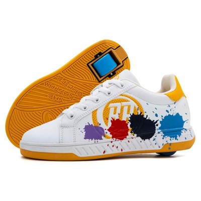 Splash - White/Yellow Wheeled Heel Shoe