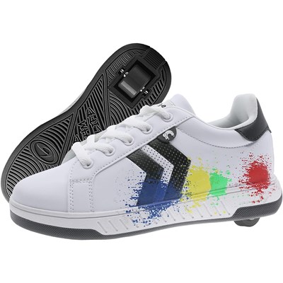 Splatter - White/Black/Multicoloured Wheeled Heel Shoe
