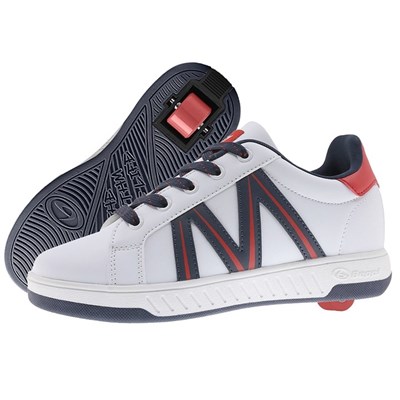 Classic - White/Navy/Red Wheeled Heel Shoe