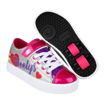 Snazzy Silver/Rainbow/Heart Kids Heely X2 Shoe