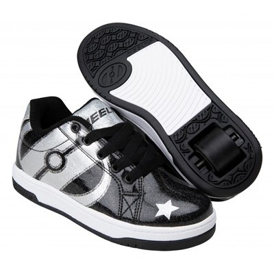 Split Stars Black/Silver Kids Heely Shoe
