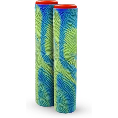 MFX Viral 180mm Handlebar Grind Grips With Bar Ends - Blue/Lime