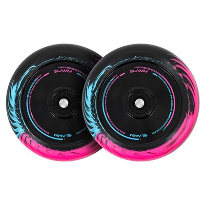 110MM Swirl Hollow Core Wheels - Pair - Black/Blue/Pink