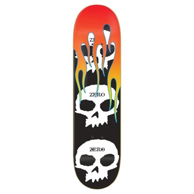 3 Skull with Flames 8.5inch Skateboard Deck