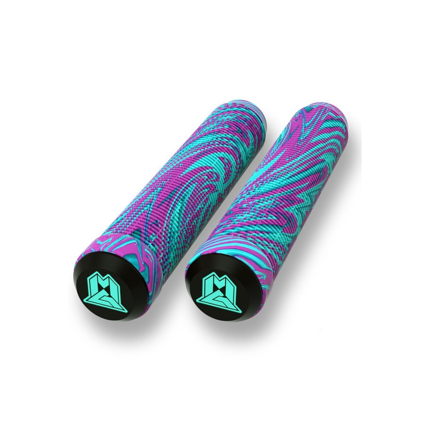 MGP Swirls Grind 180mm Handlebar Grips With Bar Ends Teal/Pink