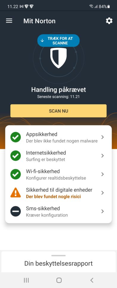 Du bliver advaret på app'ens forside, hvis der er noget, du skal vide eller gøre.