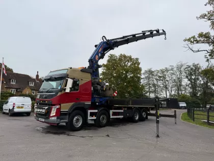 2014 (64) VOLVO FM12 420 8X2 FLATBED WITH REMOTE CONTROLLED PM85 026 SP CRANE img
