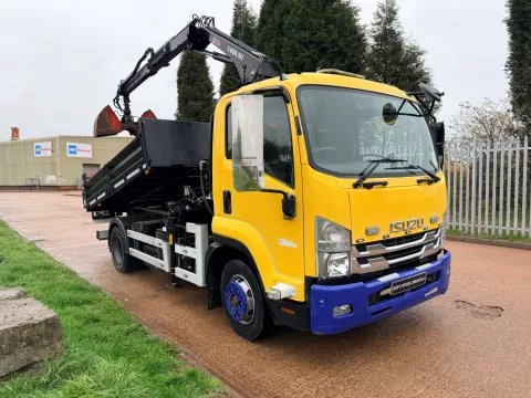 ISUZU FORWARD F110 210 2021 (21) EURO 6, 11 TON, DROPSIDE TIPPER GRAB, HIAB X-HIDUO 082 FOLDAWAY CRANE img