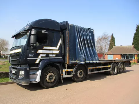 IVECO STRALIS 260S36 2015 (15) DOUBLE SLEEPER, 8X2 REAR LIFT & STEER FLAT BED, SLIDING CANOPY img