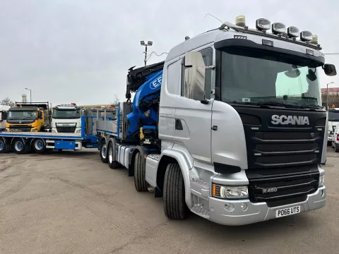 SCANIA R450 2016 (66) EURO 6, DRAWBAR OUTFIT, 8X2 REAR LIFT & STEER AXLE, 14FT 2 DOUBLE DROPSIDE BODY img