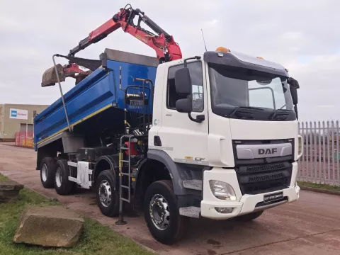 DAF CF 450 2020 (20) EURO 6, DAY CAB, 8X4 TIPPER GRAB, KELBERG STEEL BODY, PALFINGER EPSILON M125 CRANE, img