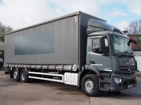 2018, 68 reg Mercedes-Benz Actros 2530 29 Foot Curtain c w Moffett Attachments img