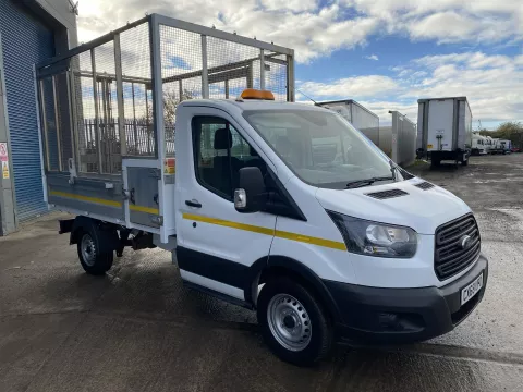 2018 68 FORD TRANSIT T350 2.0 ECOBLUE TDCI STEEL BODIED CAGED TIPPER WITH ALLOY DROPSIDES img
