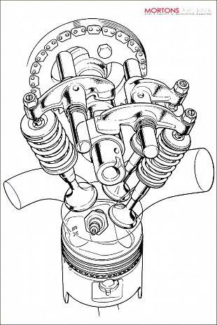 Honda CB250 cylinder head artwork