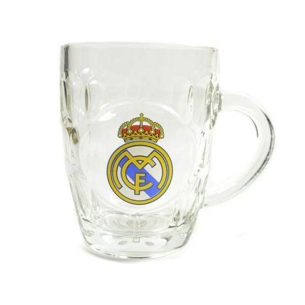 Real Madrid CF Official Dimple Tankard Pint Glass (One Size) (Clear)