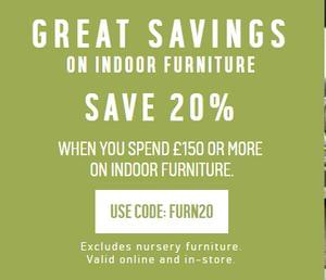 20% Off Indoor Furniture Orders Over £150 at Argos