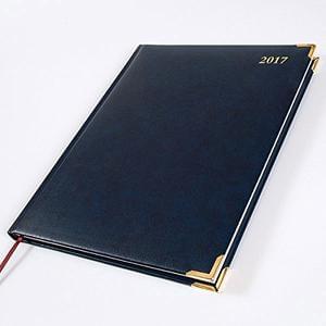 2017 Desk Diary - Week to View - Blue - Leathertex