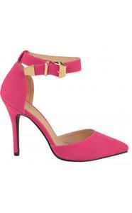 WOW! Venice Pointed Gold Strap Pink Heels