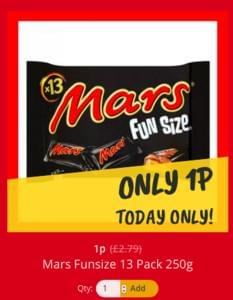 Multipack of fun size Mars Bars just 1p!