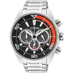 Discount Citizen Men's Eco Drive Orange and Black Chronograph Watch.@ Argos