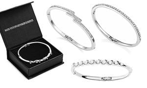 Discount 18ct White Gold-Plated Assorted Bangles with Crystals @ Groupon