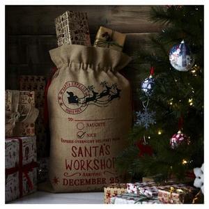 Hessian Santa's Workshop Christmas Sack @ Tesco