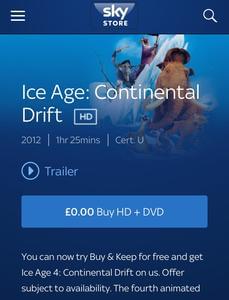FREE Copy of Ice Age 4: Continental Drift DVD from Sky