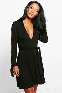 Asia open sleeve skater dress